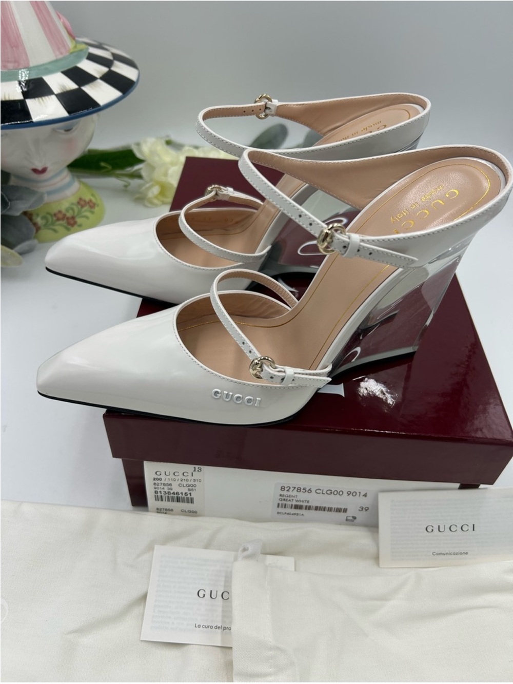 Women’s Gucci, Regent, leather wedge mules, size 39 made in Italy - Picture 5 of 10